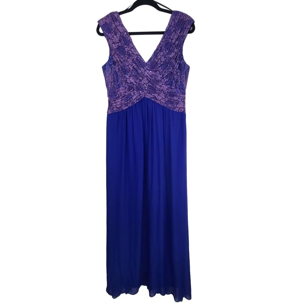 Sangria Womens Prom Dress Long Evening Blue 12 Sleeveless V-Neck Cocktail Party